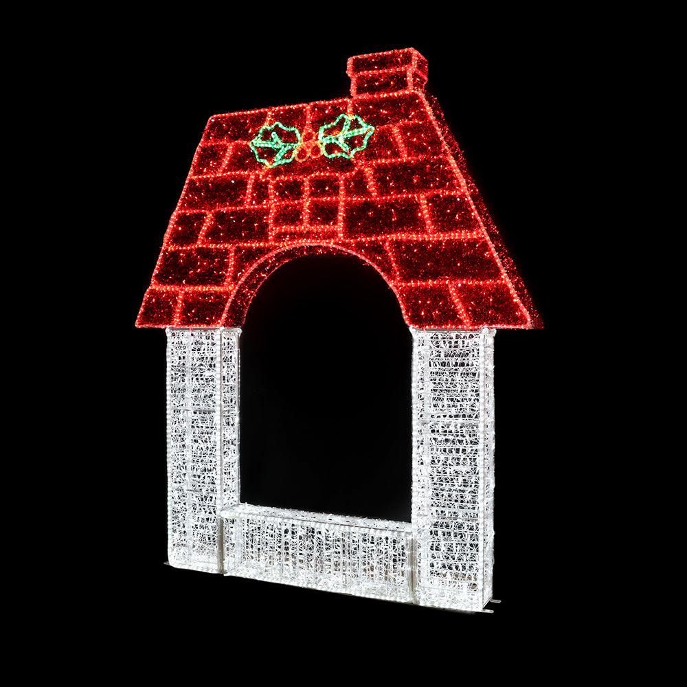 9ft Photo Frame Mesh with Holly Roof 10% White Twinkle