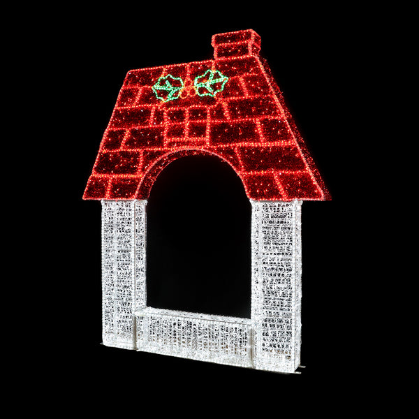 9ft Photo Frame Mesh with Holly Roof 10% White Twinkle