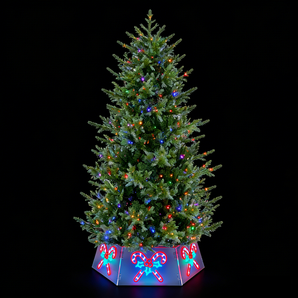 Dia29”  Neon Lights Tree Skirt  - Candy Cane