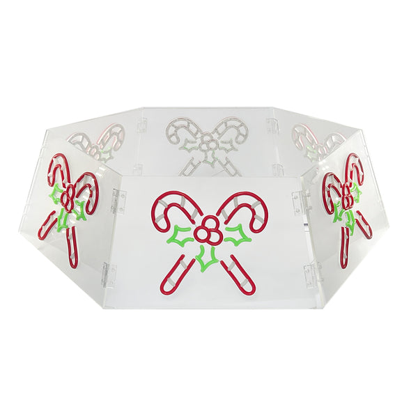 Dia29”  Neon Lights Tree Skirt  - Candy Cane