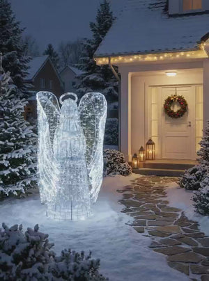 9ft Mesh Angel with Wrapped Wings and Book ，Dual Lights with 10% White Twinkle