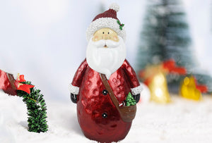 Metallic Base Polyresin With LEDs | 17.72 Inch H | Red Santa.